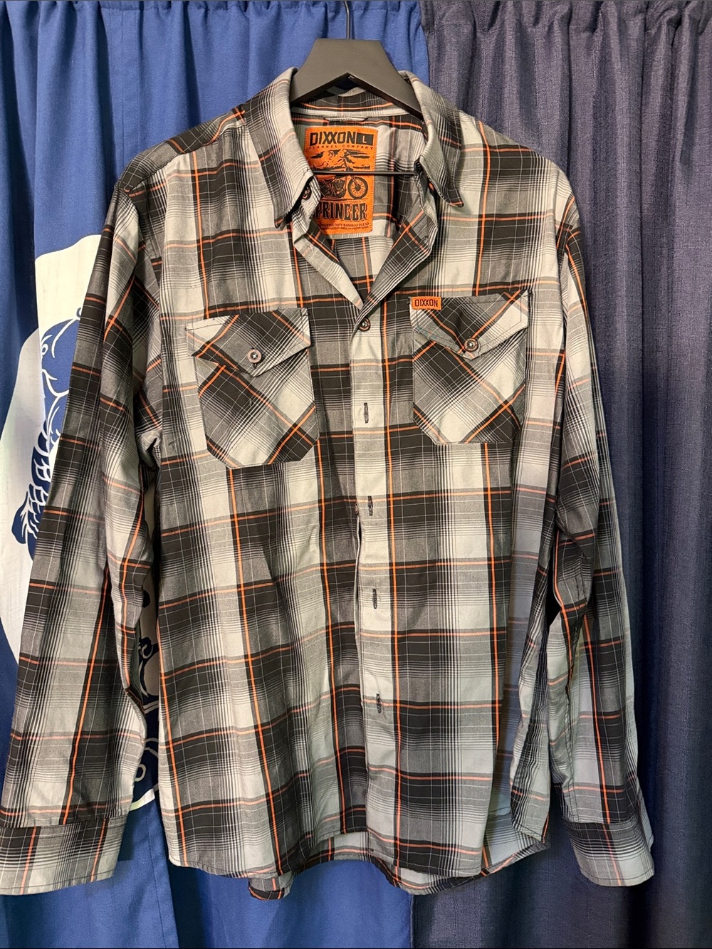 DIXXON Springer BambooBlack, Gray & Orange Plaid Long-Sleeve Button-Down Shirt